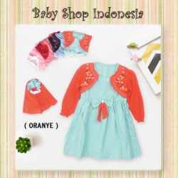 large PD601 gamis cewek polkadot oranye